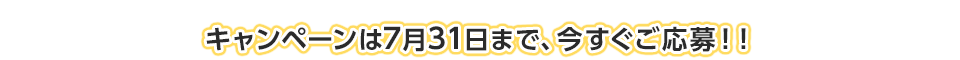 キャンペーンは7月31日まで、今すぐご応募！！