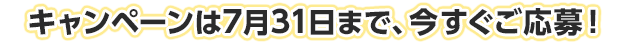 キャンペーンは7月31日まで、今すぐご応募！！